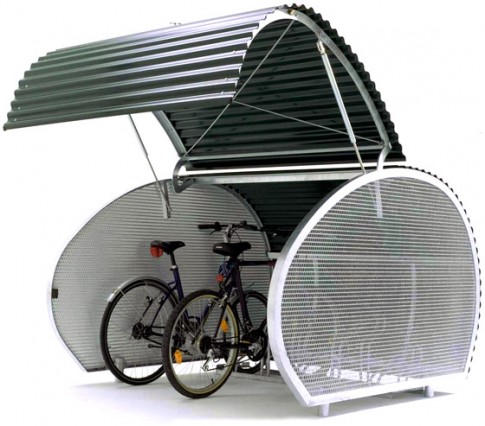 Fietshangar to konstrukcja, która może przechowywać do pięciu rowerów i zajmuje tylko połowę miejsca parkingowego.